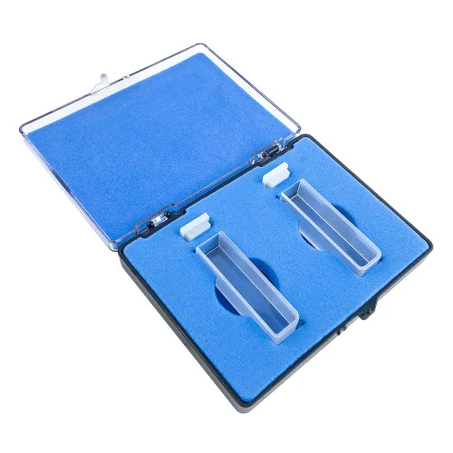 Vista 3 de QWORK Cuvetas de cuarzo de 3/8" para espectrofotómetro, 2 piezas cuadrado UV sellable cuarzo cubeta 0.1 fl oz celda de absorción de células