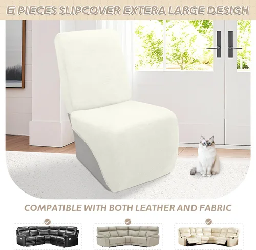 Vista 326 de Arfntevss Fundas de sofá seccional reclinable de terciopelo, Funda de sofá seccional de esquina para sofá reclinable, Funda elástica suave