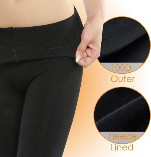 Vista 2 de G&Y 2 pares de medias con forro polar para mujer, 120D, opacas, cálidas, para invierno