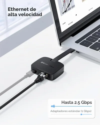Vista 3 de Cable Matters Adaptador USB C a Ethernet de 2.5 Gb con carga de 100 W
