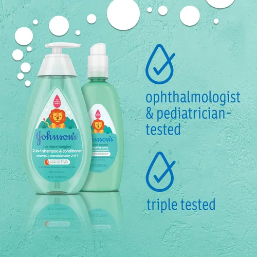 Vista 5 de Johnson's Kids Sin Más Enredos Champú y Acondicionador Desenredante 2 en 1 para Niños y Pequeños, Suave y Sin Más Lágrimas, Hipoalergénico y Libre