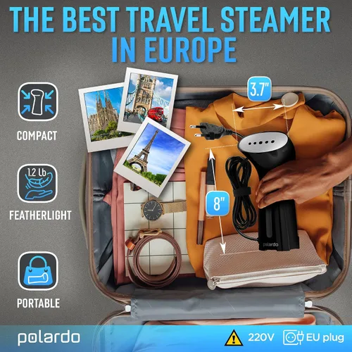 Vista 2 de Vaporizador para ropa para Europa 220 V, vaporizador portátil de mano para ropa, cabezal de vapor de metal, calentamiento de 25 segundos, sistema