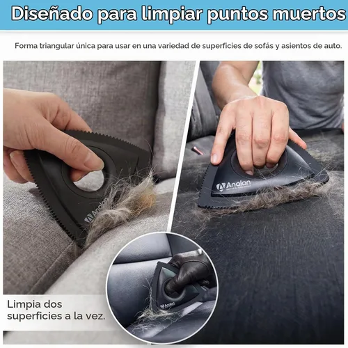 Vista 4 de Analan Mini removedor de pelo para mascotas para detallar el coche cepillo Negro