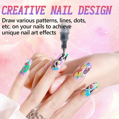 Vista 3 de Juego de 12 rotuladores para arte de uñas, rotuladores de esmalte de uñas de secado rápido 3D de 0.5MM, 2025 marcadores de arte de uñas DIY