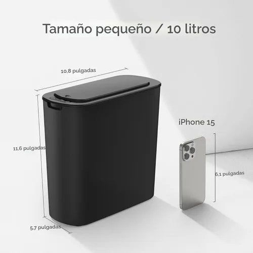 Vista 3 de TIPGO - Cubo de basura automático con sensor de movimiento para baño con tapa, basurero táctil de 2.6 galones, papelera de basura inteligente