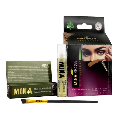 Vista 25 de Polvo de tinte para cejas natural marrón medio de MinaiBrow Kit de tinte instantáneo a prueba de manchas con cepillo doble biselado Marrón medio +