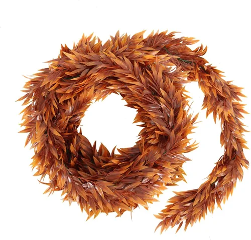 Vista 78 de RECUTMS Guirnalda artificial de otoño, plantas de vegetación sintética 1 pieza seda marrón
