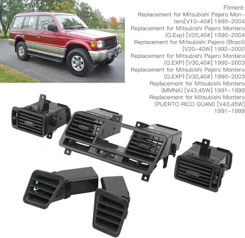Vista 4 de Kit de ventilación de salpicadero 5 piezas de ventilación central, mb775268 compatible con pajero montero 1990 2004, actualización