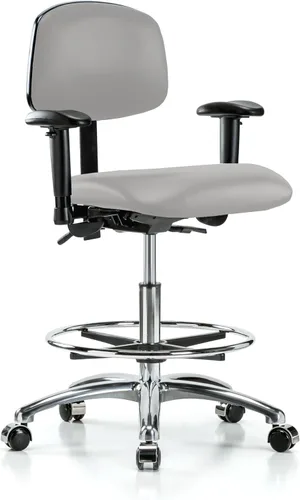 Vista 13 de PERCH - Silla giratoria con ruedas para alfombra o linóleo, cromado, Textil, Tela negra