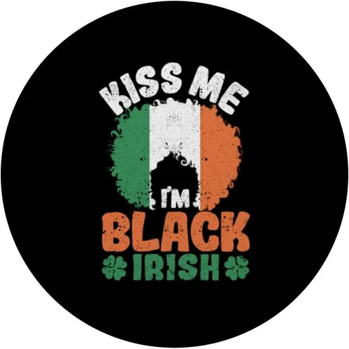 Vista 3 de Kiss Me I'm Black Irish St Patricks Day Afro African Pride PopSockets Standard PopGrip