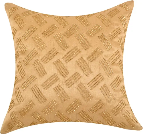 Vista 3 de Almohada amarilla con cuentas a mano para sofá, funda de almohada decorativa única, paquete de 2 fundas de almohada amarillas, funda de almohada