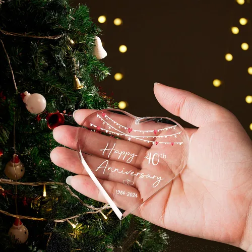 Vista 2 de Decoración 40 para pareja, adorno de boda 2024, colgante de Navidad para parejas, 40 años como regalo de matrimonio para matrimonio, 40 aniversario