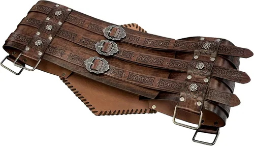 Vista 3 de HiiFeuer Viking - Armadura de cintura en relieve, cinturón ancho de piel sintética nórdica, cinturón de corsé medieval de caballero para disfraz LARP