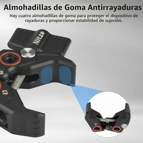 Vista 4 de Nitze Super Clamp para cámara con tornillos y adaptadores de rosca - N18A