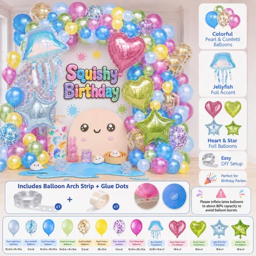 Vista 5 de Squishy Balloon Garland Kit for Fidget-inspired Party Decorations Assorted Pearl Latex Balloons