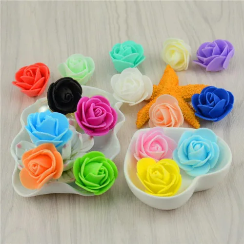 Vista 7 de 100 cabezas de rosas artificiales de 1.2 pulgadas, de aspecto real, para ramos de boda, centros de mesa, fiestas, baby shower, decoración del hogar