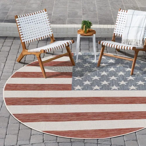 Vista 15 de Unique Loom Outdoor Collection Alfombra de área (3' 3' 3' x 5' 3' Rectángulo, Rojo/ Azul)