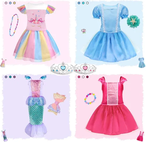 Vista 5 de Meland Princess Dress up Trunk - Dress up Clothes for Little Girls - Princess Costume Toy Gift Girls 3-8 Pretend Play