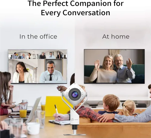 Vista 2 de j5create Cámara web de reunión de 360 grados - Cámara de videoconferencia HD de 1080P con micrófono de alta fidelidad, USB-C