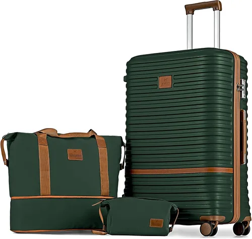 Vista 17 de Juego de maletas Joyway de 3 piezas, juego de maletas extensibles de cabina con rueda giratoria, juego de maletas de carcasa dura con candado TSA