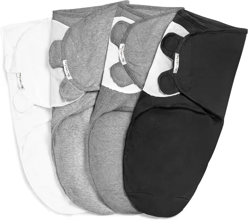 Vista 15 de BaeBae Goods Manta para envolver al bebé, juego de 4 envolturas ajustables para bebés, mantas para envolver pañales para niños y niñas, hechas