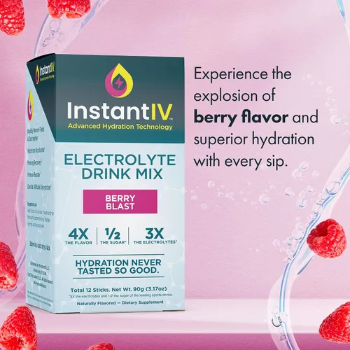 Vista 10 de Polvo de electrolitos – 3 veces electrolitos, 1/2 azúcar con vitamina C, B3, B6, paquetes de electrolitos en polvo para hidratación, recuperación e