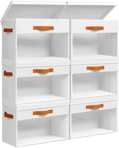 Vista 14 de Homsorout Cajas Grandes de Almacenamiento con Tapas - Paquete de 3 Organizadores Plegables Decorativos con Ventanas Transparentes y Asas