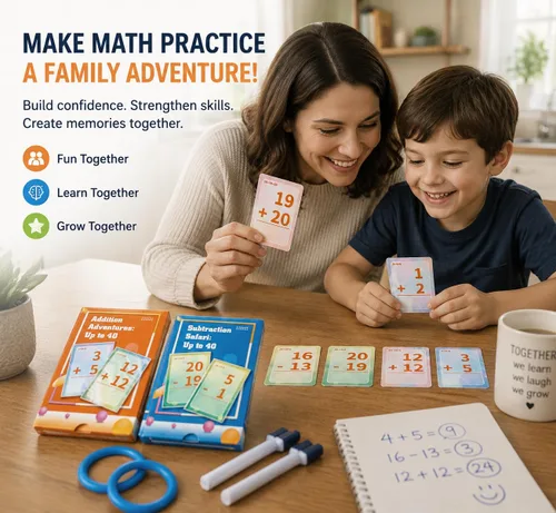Vista 4 de Tarjetas de memoria de suma y resta Alened, tarjetas flash matemáticas 2do grado Math Facts Flashcards 1-20, Math Manipulatives Games for
