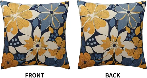 Vista 3 de Fundas de almohada de flores azul marino, fundas de cojín geométricas modernas, fundas de almohada decorativas para el hogar, fundas de almohada