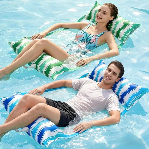 Vista 9 de Jasonwell Inflatable Pool Hammock Float - Water Hammock Pool Floaties Multi-Purpose (Saddle Lounge Chair Drifter) 4 in 1 Lake Beach Floating Azul