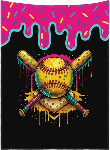 Vista 8 de Tegeme 67 Meme Baseball Drip Ice Cream Manta negra de béisbol con el número 67 jugador 67 jugador, manta cálida de franela ultra suave para cama