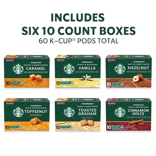 Vista 2 de Cápsulas de café K-Cup de Starbucks, café con sabor caliente o helado, paquete variado, 60 cápsulas Keurig