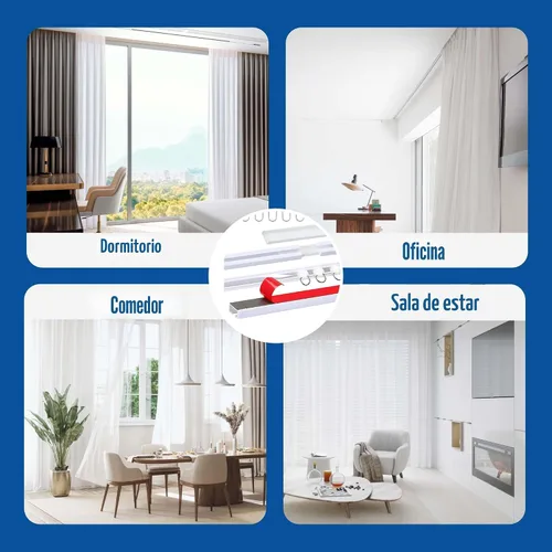 Vista 6 de UrbanRed Barra de cortina autoadhesiva (1 metro, 3.2 pies) para techo o pared liso - Sin taladro, tornillos, riel de cortina de techo, varilla