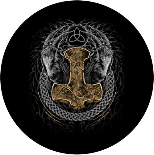 Vista 3 de Mjolnir - Martillo vikingo de Thors de mitología nórdica pagana, PopSockets intercambiables PopGrip