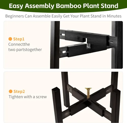 Vista 3 de Soporte ajustable de bambú para plantas de interior, soporte para macetas de 8 a 12 pulgadas para sala de estar, dormitorio, esquina, estante