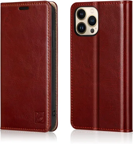 Vista 38 de Belemay Funda tipo cartera compatible con iPhone 8 Plus, de piel de vaca auténtica, funda tipo folio (funda interior de TPU suave), ranuras