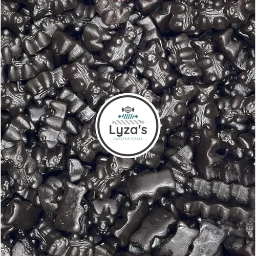 Vista 5 de Osos de regaliz negro sin azúcar 2.2 libras – regaliz holandés dulce – una bolsa a granel