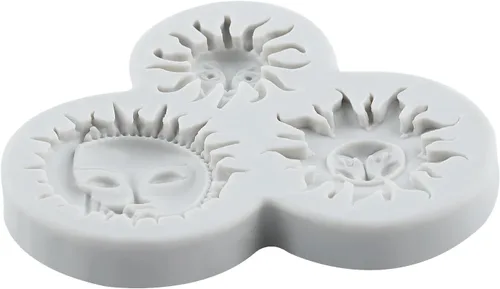 Vista 4 de Molde de silicona para fondant de cara de sol y luna, moldes de caramelo de chocolate para decoración de cupcakes de chocolate, decoración
