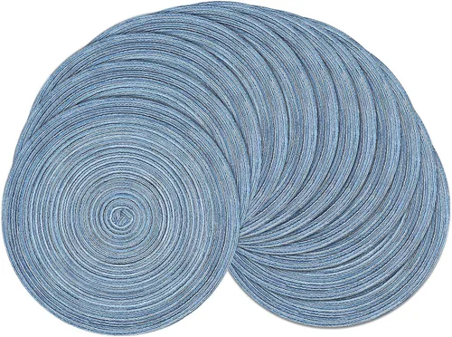 Vista 117 de SHACOS Juego de 4 manteles individuales redondos lavables de 15 pulgadas, de algodón, poliéster, trenzados, para mesa de comedor, boda, decoración