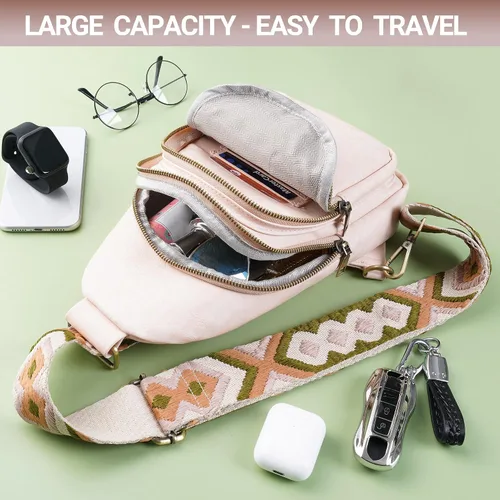 Vista 3 de KFXFENQ Bolso bandolera para mujer, de piel sintética, bolso bandolera pequeña, mochila cruzada multiusos para el pecho, para mujer, ciclismo