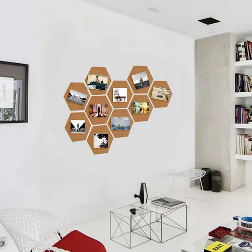 Vista 6 de HBlife - Tablón de anuncios autoadhesivo con diseño hexagonal de corcho, 10