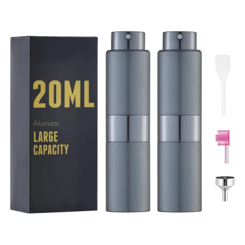 Vista 10 de Botella de perfume de viaje recargable 0.7 fl oz, atomizador de spray de colonia grande, negro
