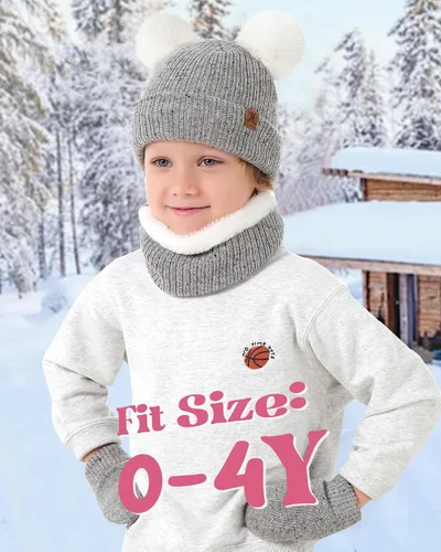 Vista 6 de Toddler Kids Winter Hats Gloves Scarfs Beanie Mittens Neck Warmer for 0 6 12 Months 1 2 3 4-10 Year Old Baby Girls Boys Gifts