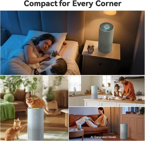 Vista 7 de Purificadores de aire Afloia para el hogar y mascotas, filtro de 5 etapas, filtro pre-lavable, limpiador de aire eliminador para dormitorio