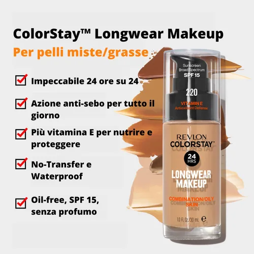 Vista 3 de Base de maquillaje Revlon ColorStay para pieles mixtas y grasosas con atomizador SPF15, 1 fl oz, 30ml