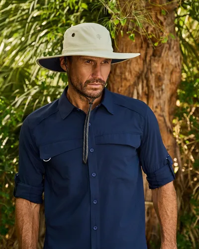 Vista 14 de Coolibar sombrero modelable de ala ancha con protección solar UPF 50, para hombre