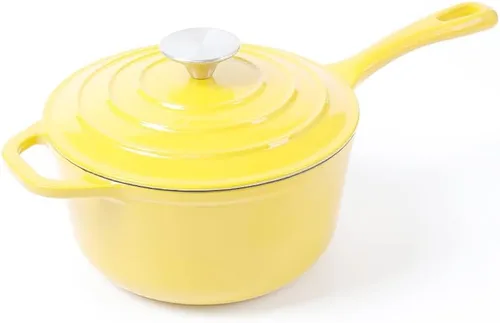 Vista 5 de HAWOK Mini cacerola de hierro fundido de 2.65 cuartos de galón, 8 pulgadas con tapa, pre-sazonada