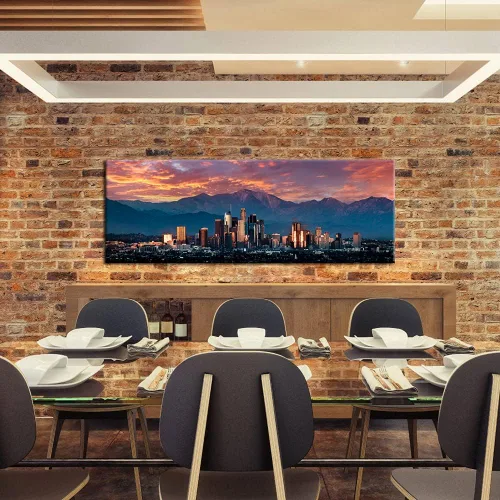 Vista 3 de iKNOW FOTO Lienzo de paisaje urbano para pared, póster de California in Sunrise, impresiones en lienzo de arte famoso de Estados Unidos, decoración
