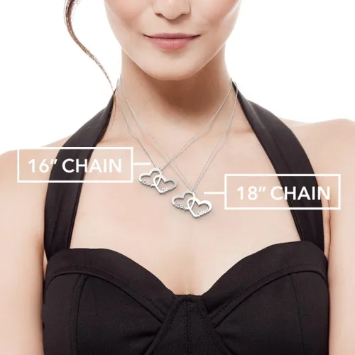 Vista 3 de TSD JEWLR - Collar con nombre de corazón "Interlocked In Love" de oro de 10 quilates