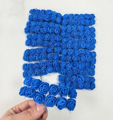 Vista 5 de 144pcs 12 colores mini flores artificiales rosas cabezas y tallo suave
